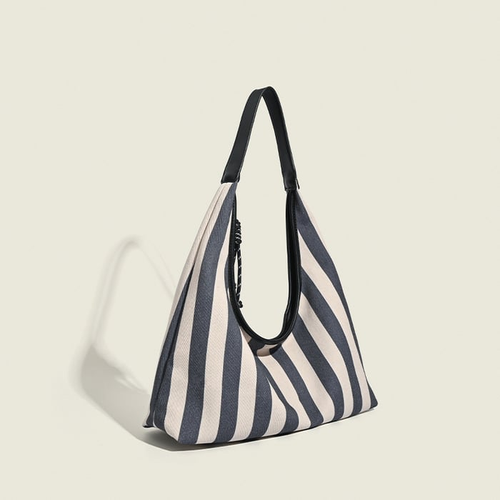 1 Piece Simple Series Casual Strip Canvas Women's Shoulder Bags Picture2