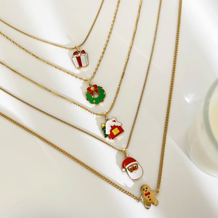 1 Piece Christmas Stainless Steel Gold Color Pendant Necklace Picture5