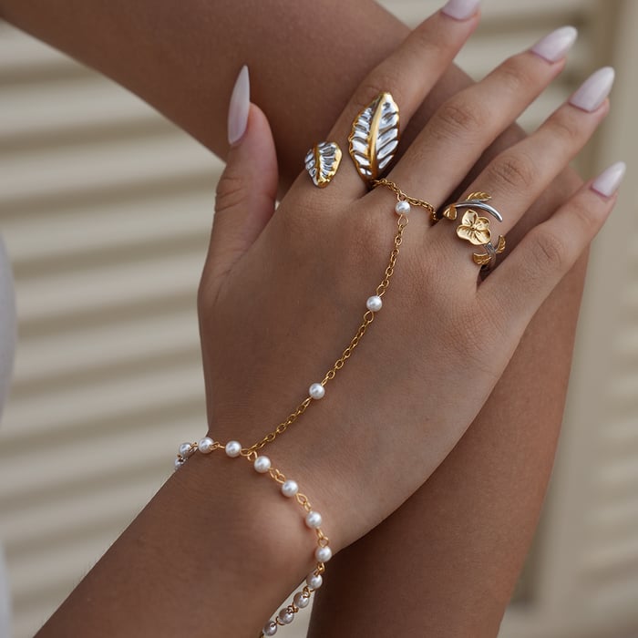 1Piece Simple  Retro Flower Leaf Plant Stainless Steel   Women's Jewelry Sets h5Picture3