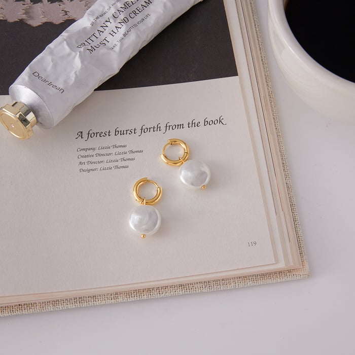 1 Pair Gorgeous Beads Stainless Steel Gold Color Women's Drop Earrings h5Picture6