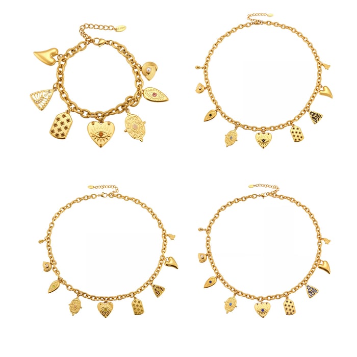 Geometric Figure Stainless Steel Gold Color Zircon Women's Jewelry Sets h5Picture8