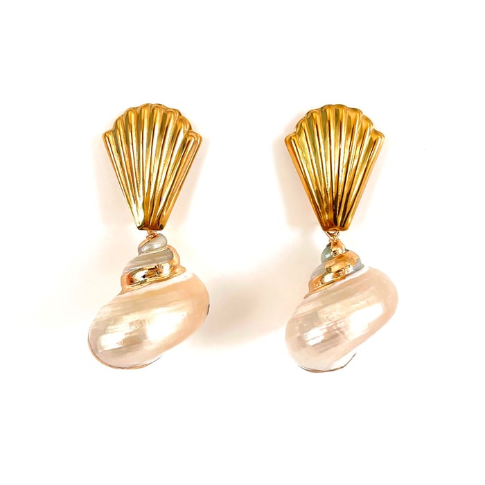 1 Pair Sea Shells Gold Color Drop Earrings