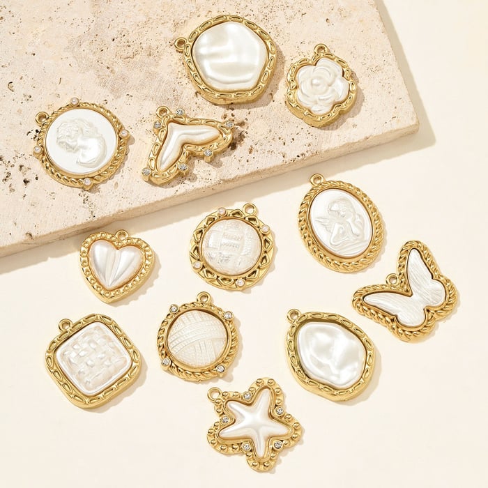 1 Piece Classic Heart Circle Stainless Steel Gold Color Women's Pendants h5Picture3