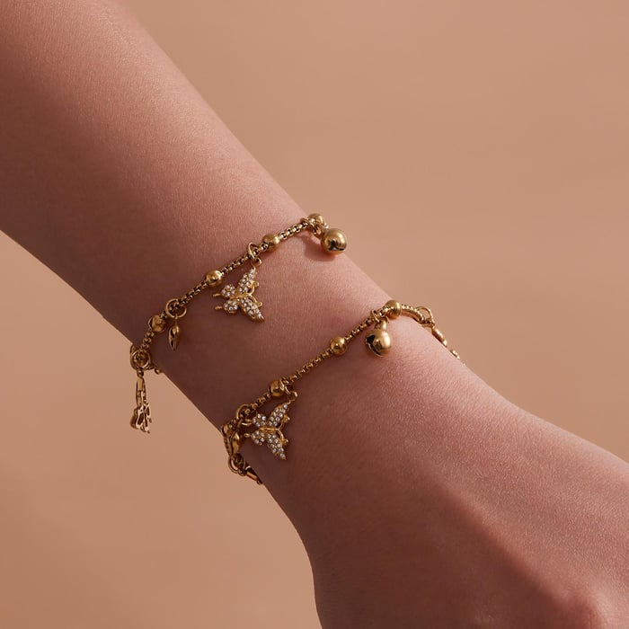 Elegant Butterfly Stainless Steel Gold Color Zircon Women's Jewelry Sets h5Picture6