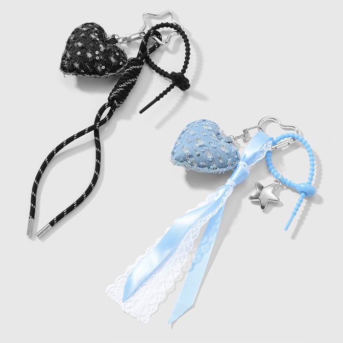 1 pieza de dije para bolso de corazón de mezclilla Imagen3