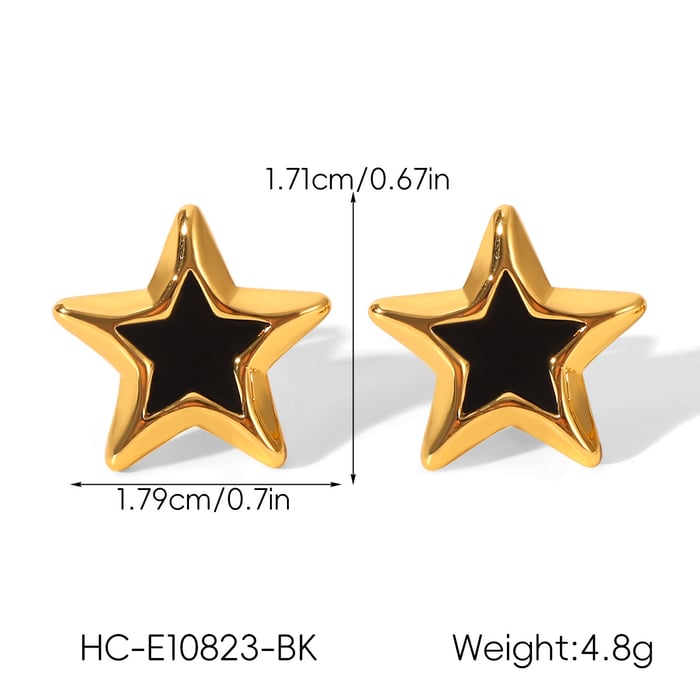 1 Pair Enamel Star Stainless Steel Gold Color Stud Earrings Picture2