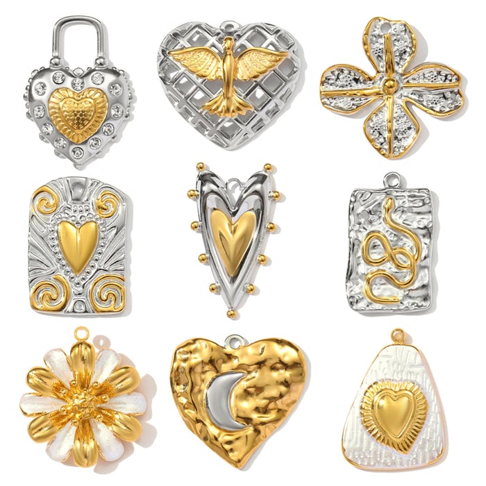 1 Piece Mixed Gold Color And Silver Colors Stainless Steel Women's Pendants h5Picture5