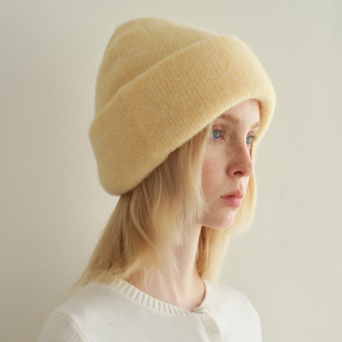 Bonnet tricoté en laine mélangée de couleur unie, 1 pièce h5Image3
