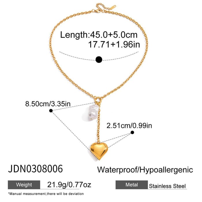 1 Piece Gorgeous Heart Stainless Steel Gold Color Women's Pendant Necklaces Picture2
