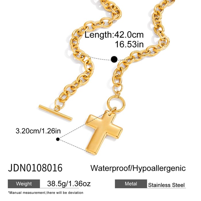 1 Piece Minimalist Cross Stainless Steel Gold Color Women's Pendant Necklaces h5Picture2