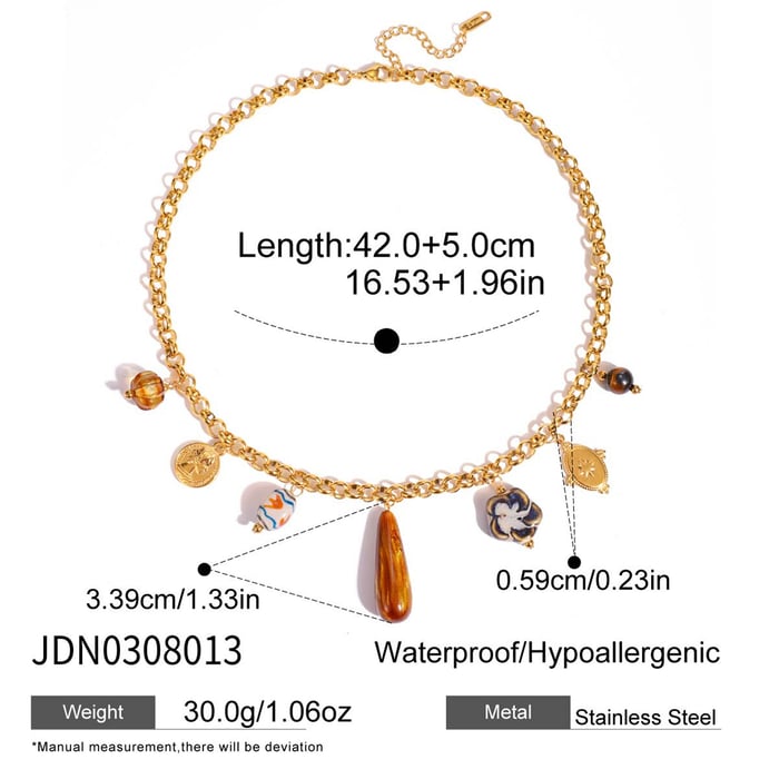 1 Piece Designable Droplet Stainless Steel Gold Color Acrylic Women's Pendant Necklaces h5Picture2