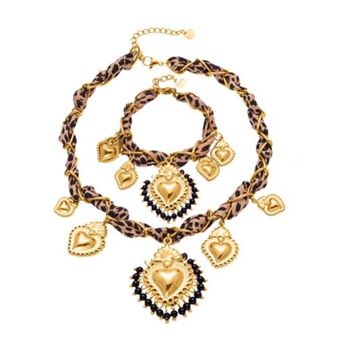 Vogue Heart Stainless Steel Gold Color Natural Stone Women's Jewelry Sets Picture6