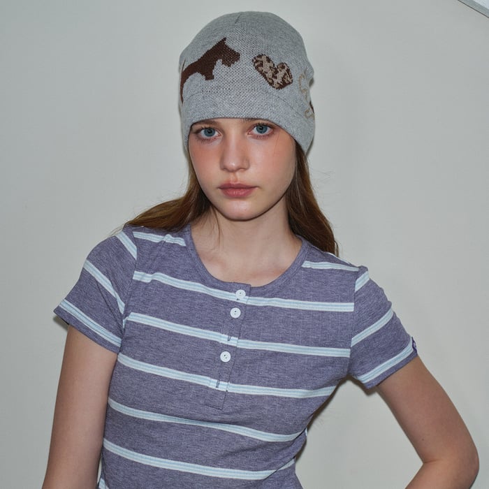 1 bonnet tricoté en laine mélangée à motif léopard et cœur mignon h5Image4