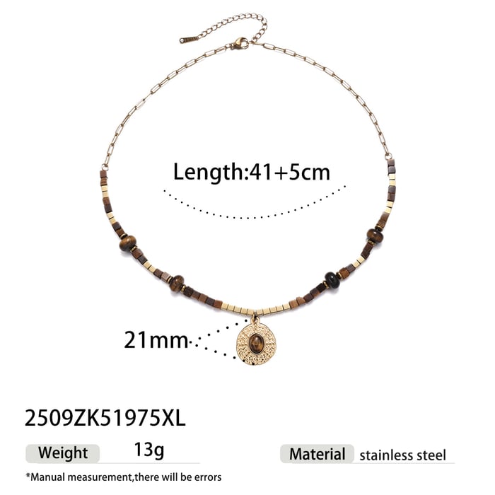 Natural Stone Beads Stainless Steel Necklaces Set