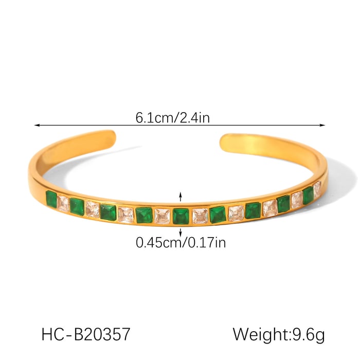 1 Piece Luxurious Stainless Steel Gold Color Zircon Bangle h5Picture2