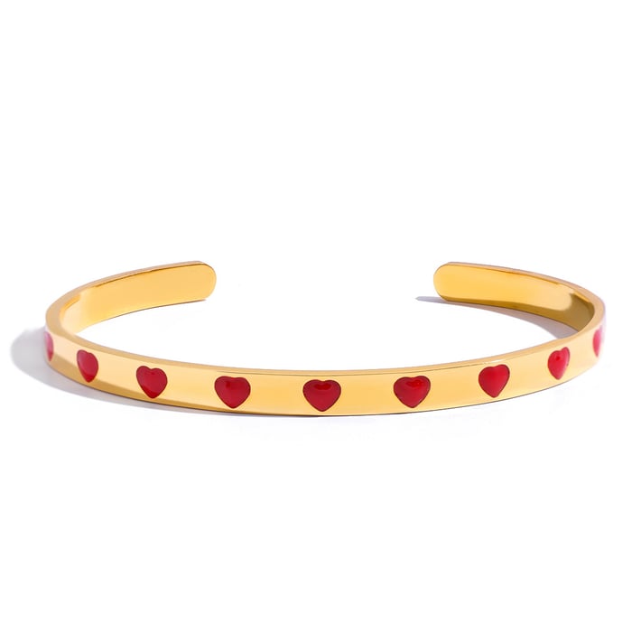 1 stuk romantische rode hart roestvrij staal goudkleurige dames manchet armbanden