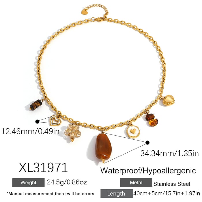 1 Piece  Daily Flower Heart Stainless Steel Women's Pendant Necklaces