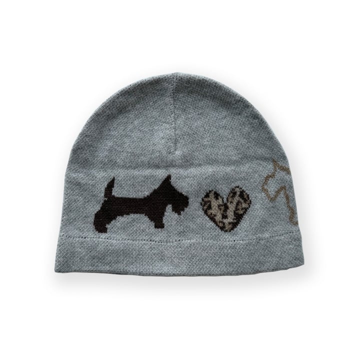1 bonnet tricoté en laine mélangée à motif léopard et cœur mignon