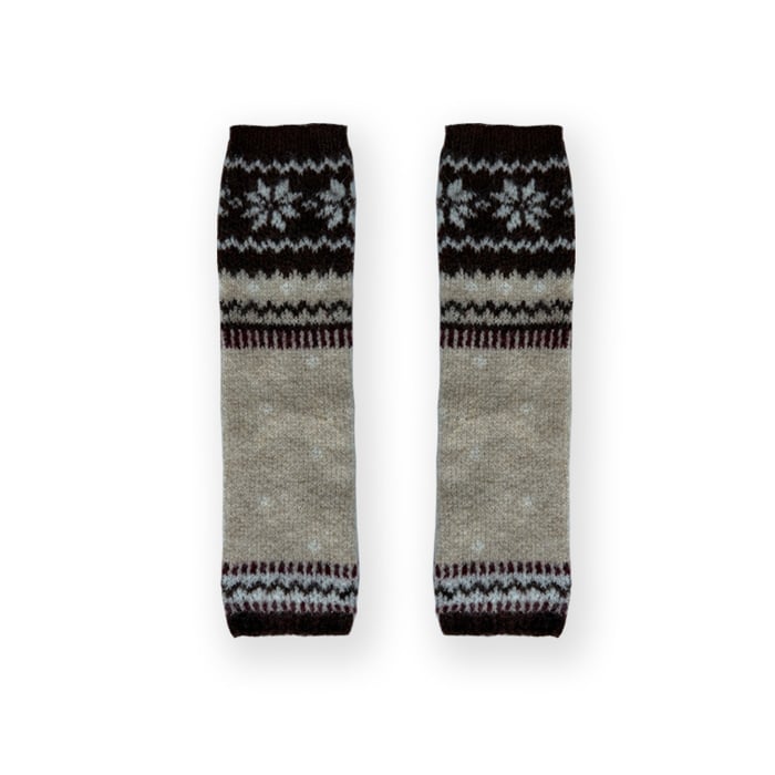 1 paio di scaldamuscoli lavorati a maglia con motivo Fair Isle in misto lana