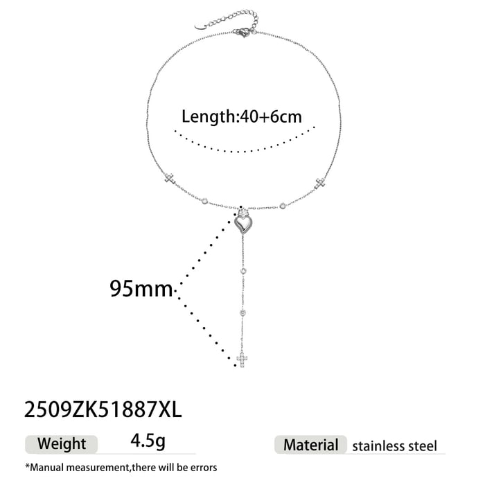1 Piece Heart Stainless Steel Pendant Necklace