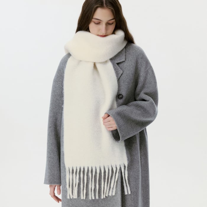 1 Piece Solid Color Tassel Rayon & Wool Winter Scarf Picture3