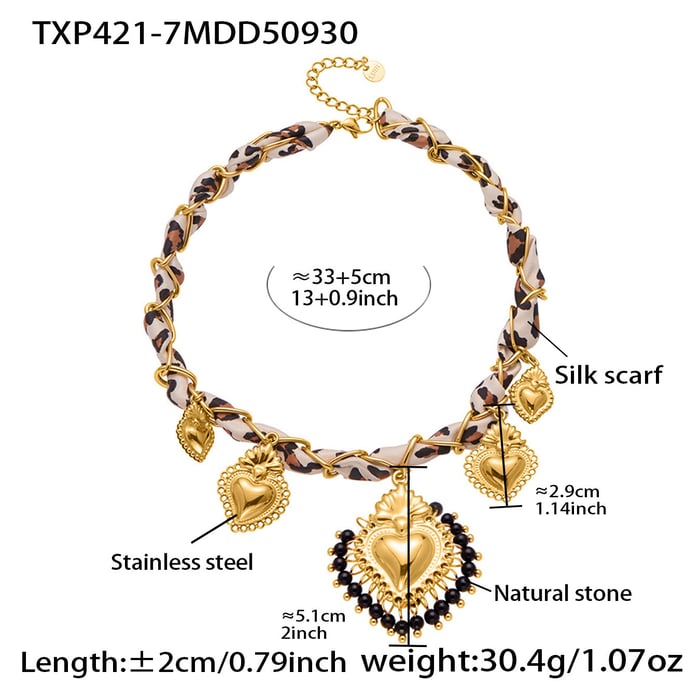 Vogue Heart Stainless Steel Gold Color Natural Stone Women's Jewelry Sets 