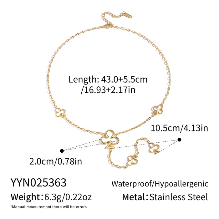 1 Piece Flower Stainless Steel Gold Color  Pendant Necklace