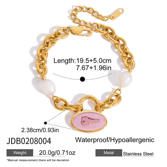 1 Piece Cute Key Stainless Steel Gold Color Women's Charm Bracelets h5Picture2