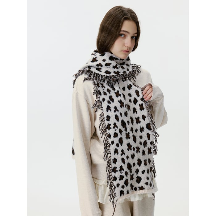 1 Piece Leopard Print Tassels Wool Women's Winter Scarves Picture9