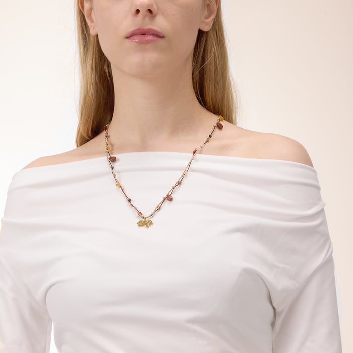 Collier avec pendentif en forme de poney en acier inoxydable doré pour femme, 1 pièce Image5