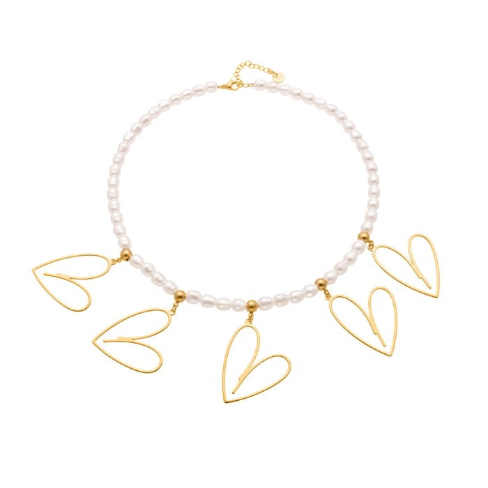 1 Piece Elegant Heart Hollowed-out Stainless Steel Gold Color Women's Pendant Necklaces