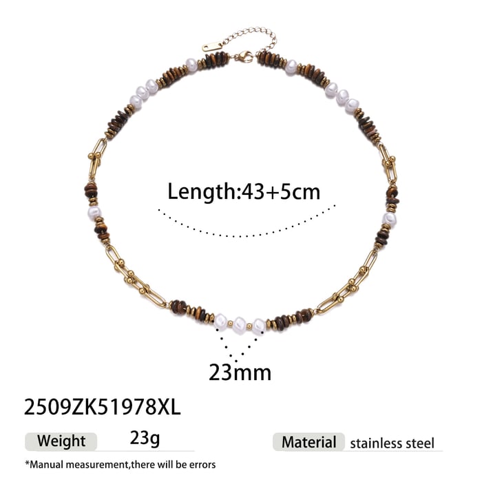 Natural Stone Beads Stainless Steel Pendant Necklaces Set