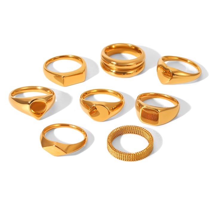 1 Piece Simple Stainless Steel Gold Color Minimalist Ring h5Picture5