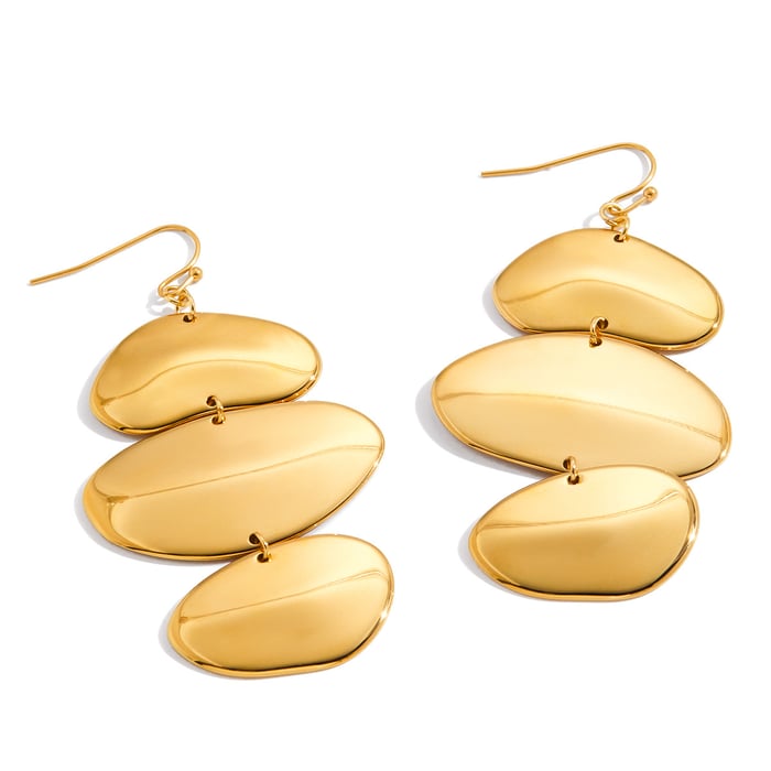 Sleek Irregular Oval Stainless Steel Gold Color Women's Jewelry Sets