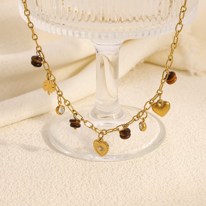 1 Piece Ethnic  Daily Heart Clover Stainless Steel Women's Charm Bracelets h5Picture4