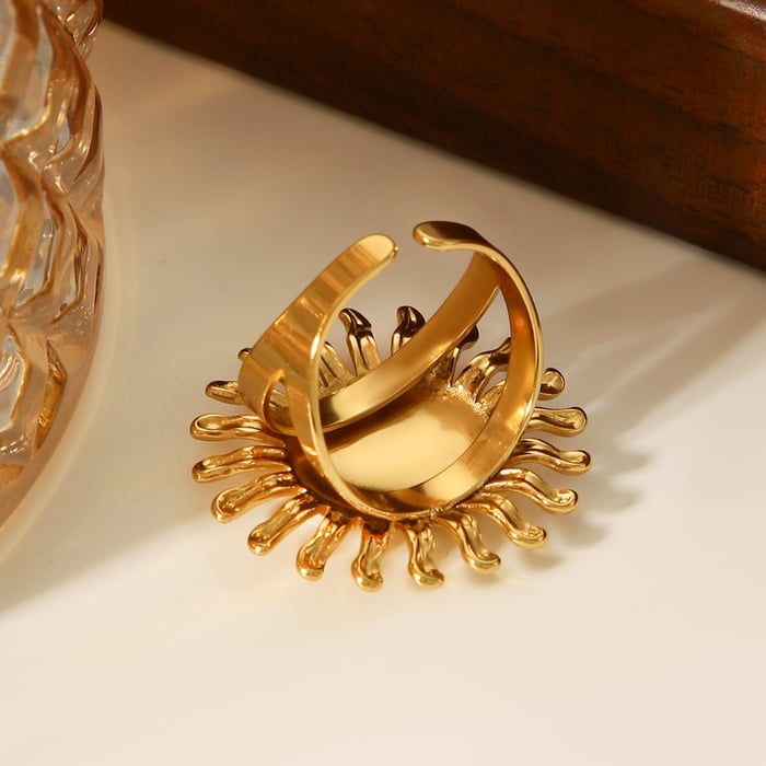1 Piece Sun Stainless Steel Gold Color Statement Ring h5Picture5