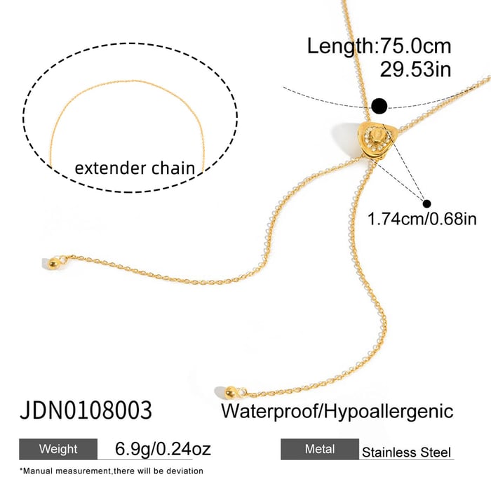 Collier long classique Stetson en acier inoxydable doré pour femme, 1 pièce Image2
