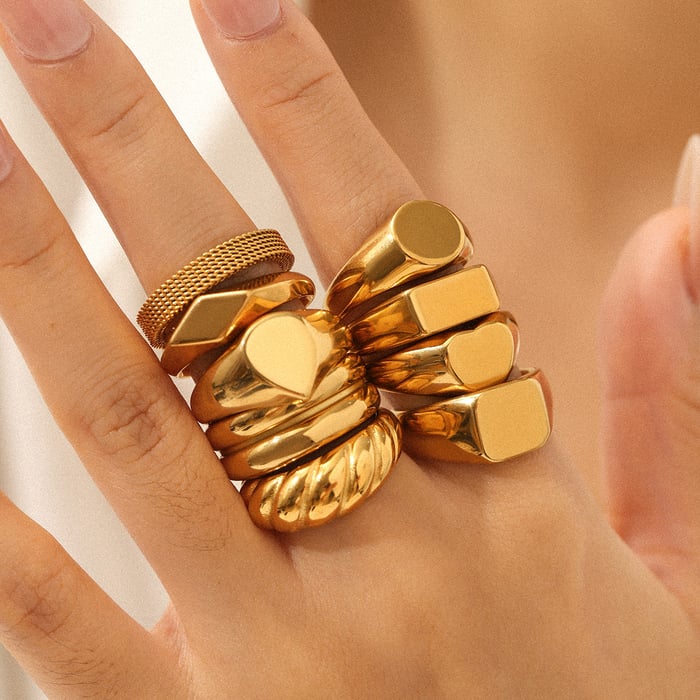 1 Piece Simple Stainless Steel Gold Color Minimalist Ring h5Picture3