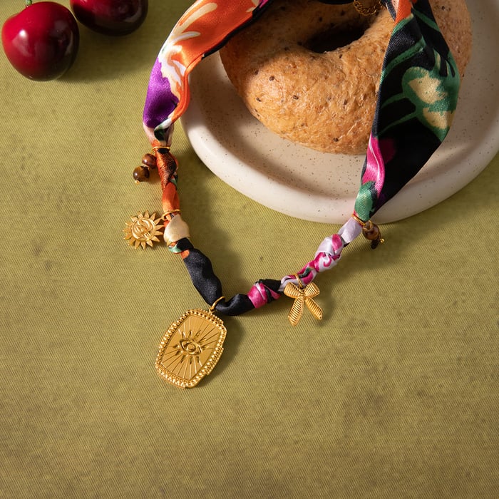 Collier avec pendentif en acrylique doré pour femme, motif léopard et soleil, en acier inoxydable Image7