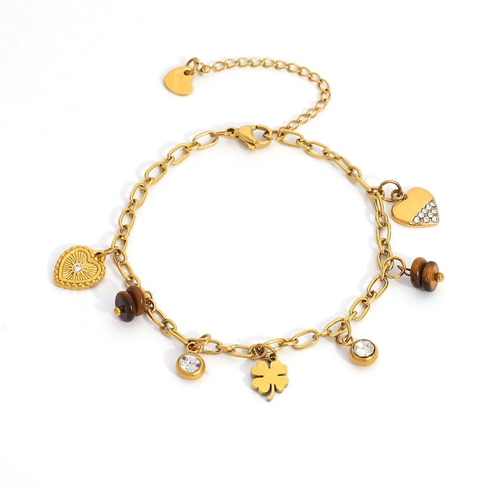 1 Piece Ethnic  Daily Heart Clover Stainless Steel Women's Charm Bracelets h5Picture5