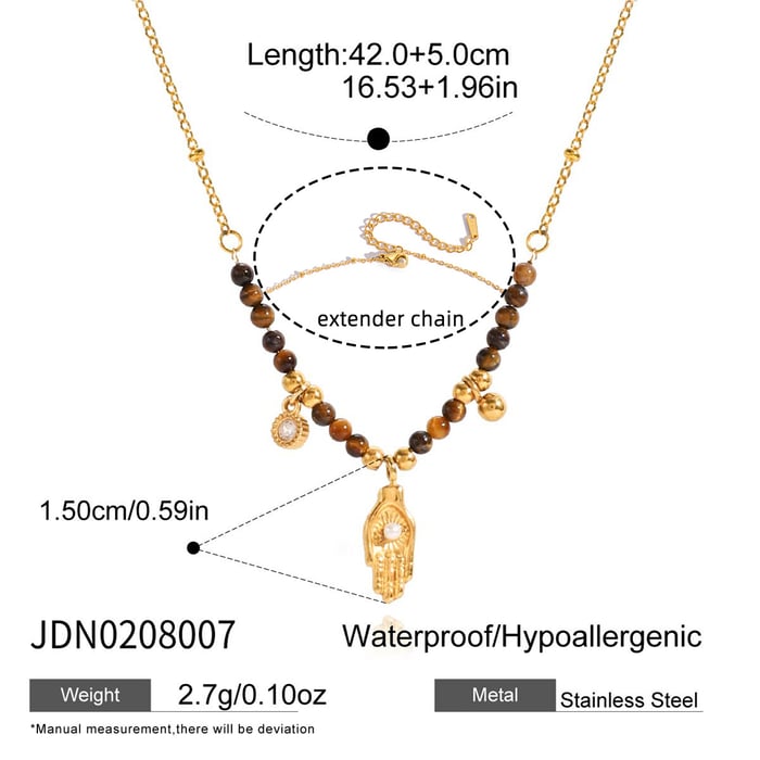 1 Piece Classic Heart Stainless Steel Gold Color Natural Stone Women's Pendant Necklaces h5Picture2