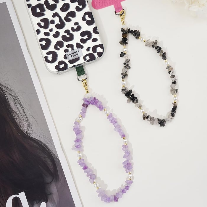 1 Piece Irregular Shape Natural Stones Phone Chain Picture2