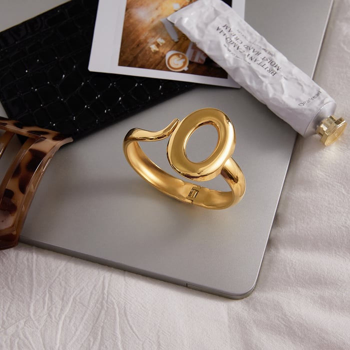 1 Piece Classic Circle Stainless Steel Gold Color Women's Bangles h5Picture5