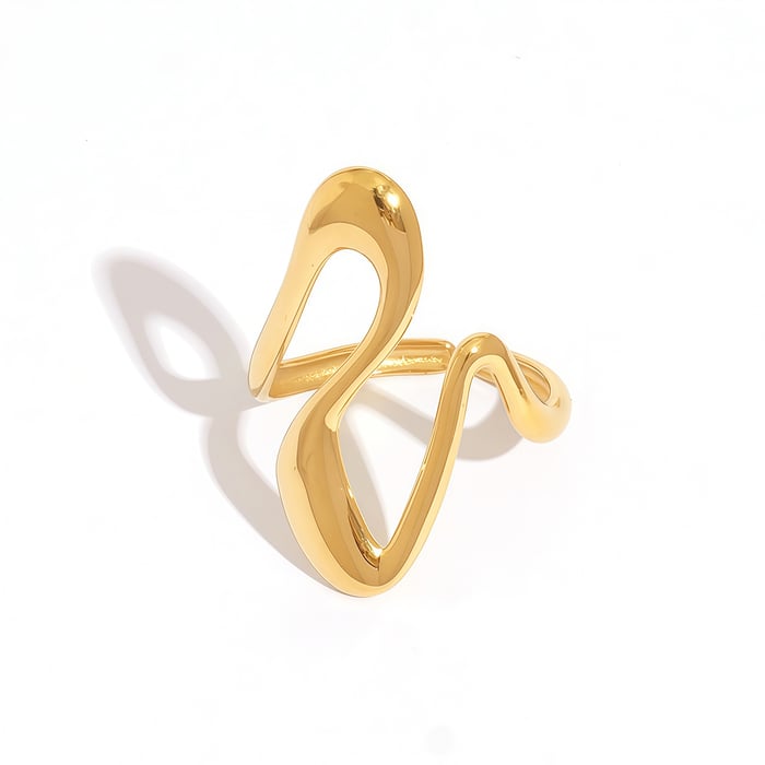 1 Piece  Simple Irregular Shape Stainless Steel  Gold Color Women's Statement Rings