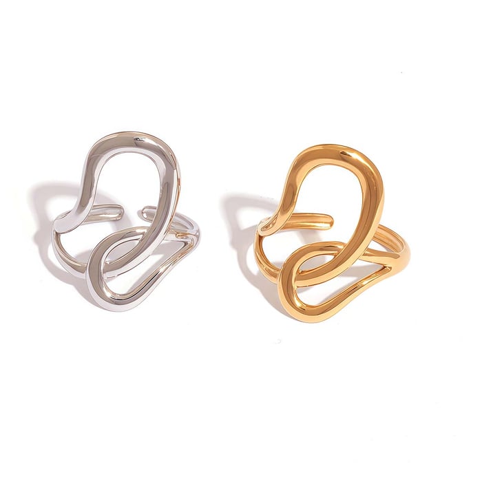 1 Piece Simple  Irregular Shape Stainless Steel   Gold Color Women's Statement Rings h5Picture4