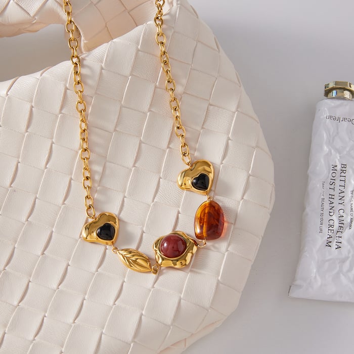 1 Piece Glamorous Flower Irregular Shape Stainless Steel Gold Color Acrylic Women's Pendant Necklaces h5Picture6