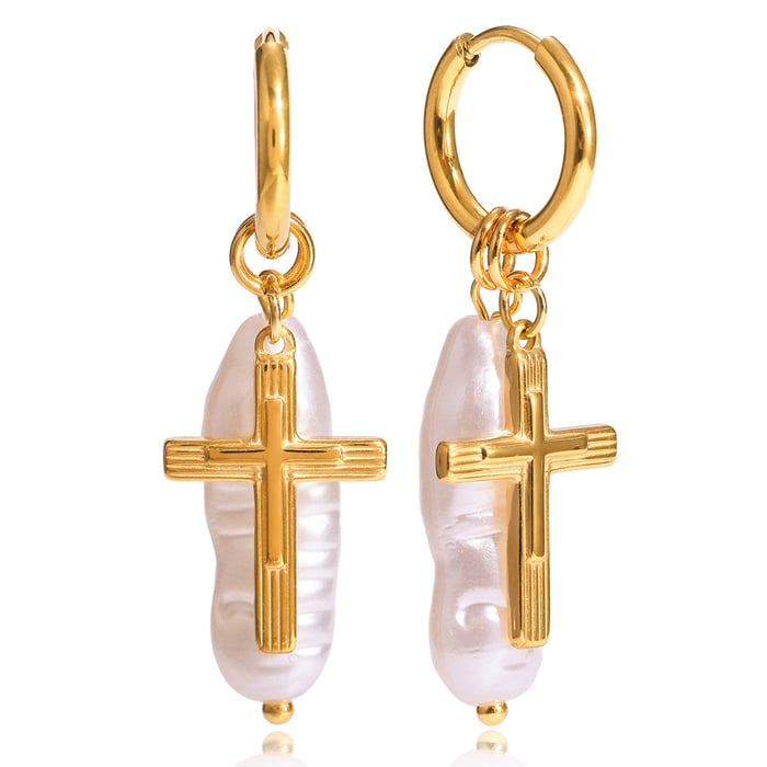 1 Pair Elegant Irregular Shape Stainless Steel Gold Color Women's Drop Earrings