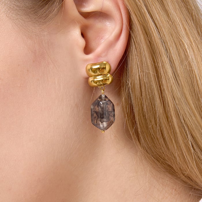 1 Pair Vintage Droplet Stainless Steel Gold Color Acrylic Women's Drop Earrings h5Picture5