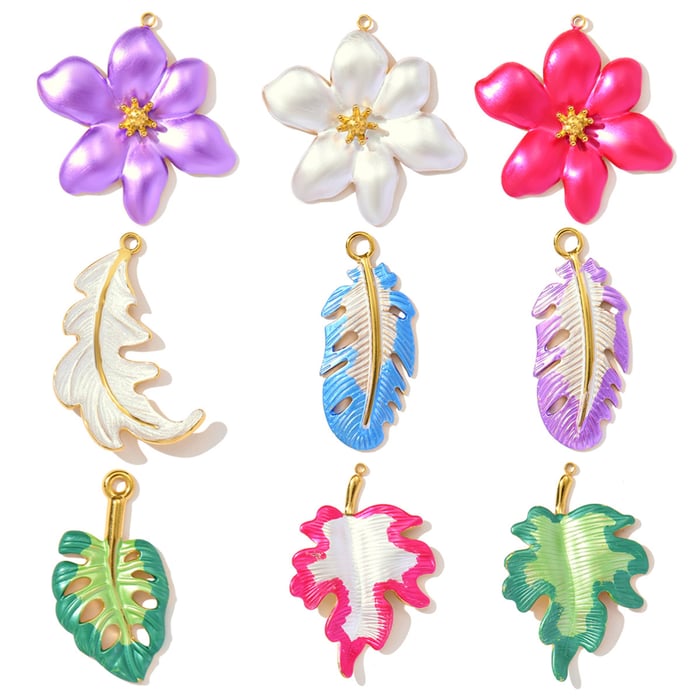 1 Piece Natural Plant Stainless Steel Women's Pendants h5Picture5