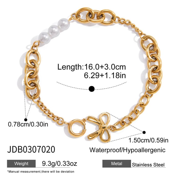 1 stuk romantische strikknoop roestvrij staal goudkleurige dames bedelarmbanden h5Afbeelding2